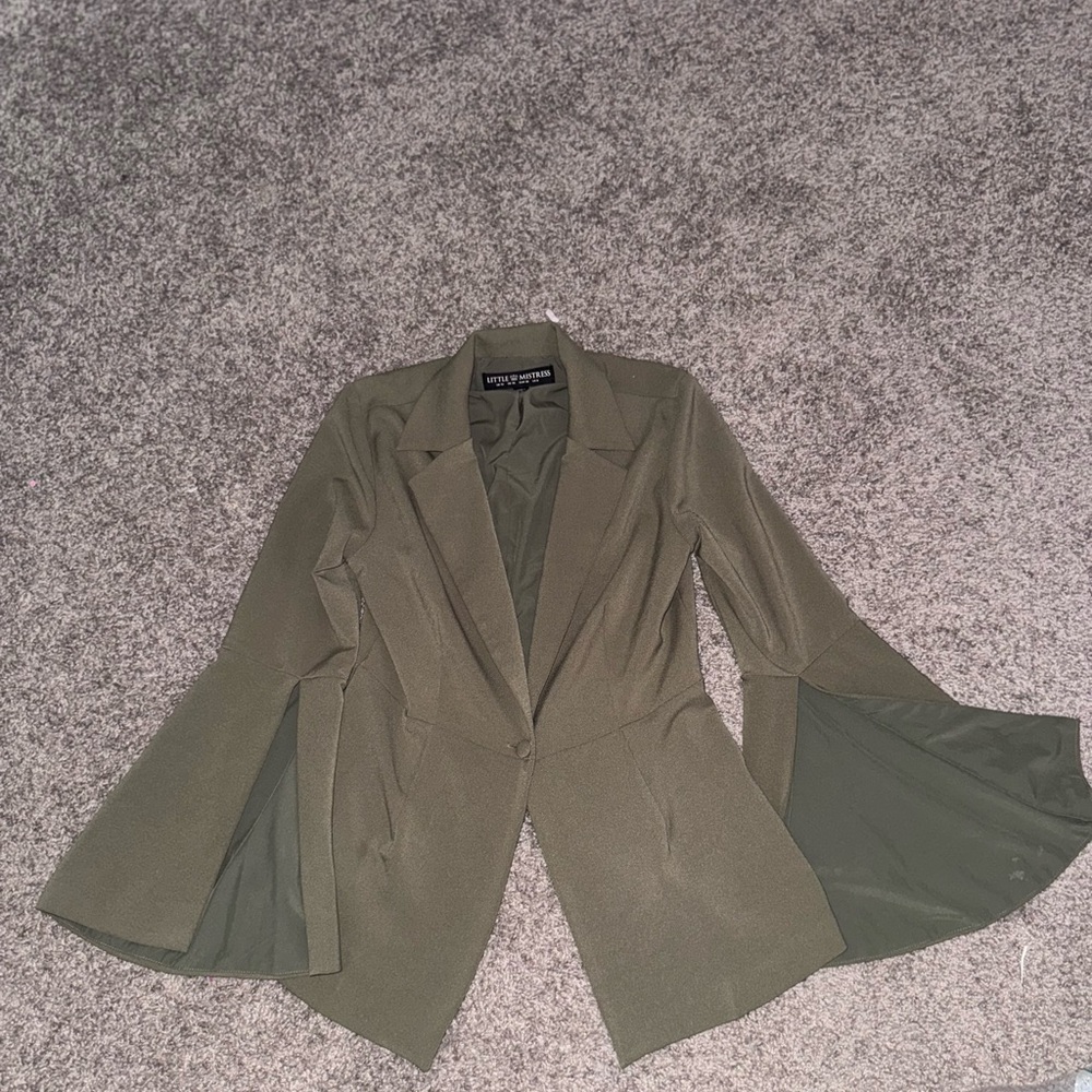 Olive Green Women's Blazer split sleeve